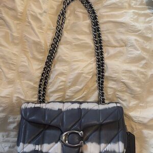 White and Blue Tie Dye Quilted Tabby 20 Shoulder Bag